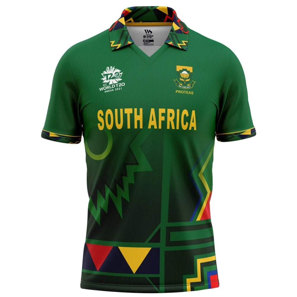 South Africa  Half Sleeves Cricket Fan Jersey 2021 T20 World Cup