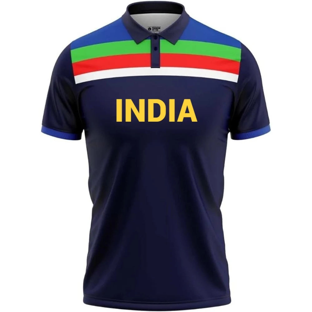 India Blue 1992 Half Sleeves Cricket Fan Jersey  ICC World Cup